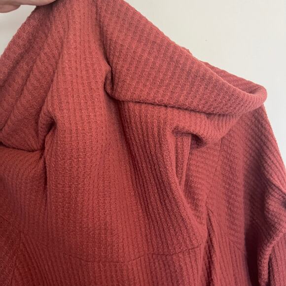 Emerald Waffle Knit Cowl Neck Top Women's Plus Size 3X Long Sleeves - Picture 5 of 7